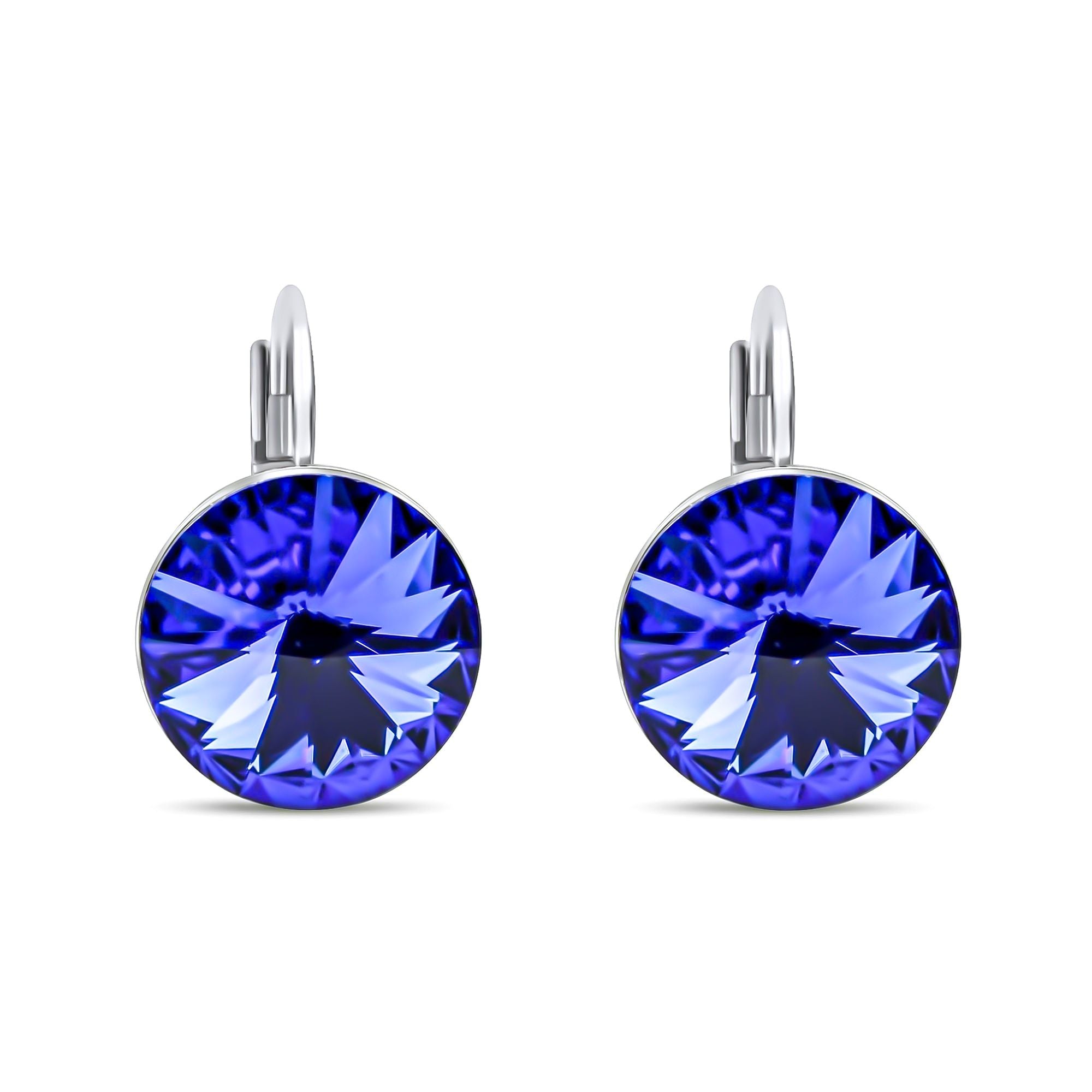 Auskari ar koši zilajiem Swarovski kristāliem un franču aizdari