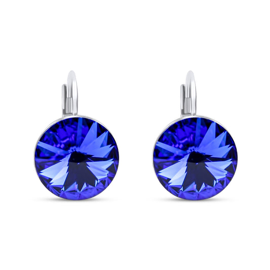 Auskari ar koši zilajiem Swarovski kristāliem un franču aizdari