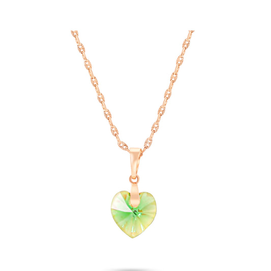 Kaklarota ar zaļu Swarovski sirds formas kristālu