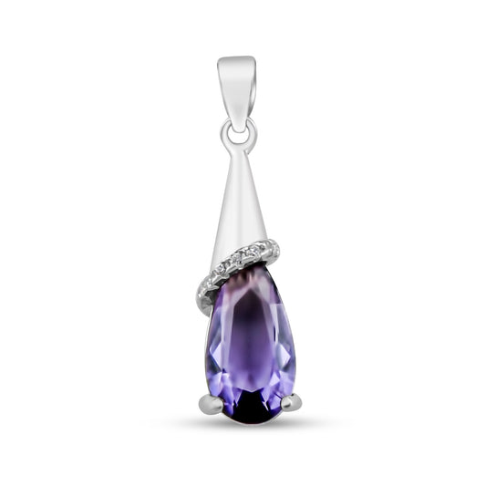 Elegants sudraba kulons ar violetu ametista akmeni